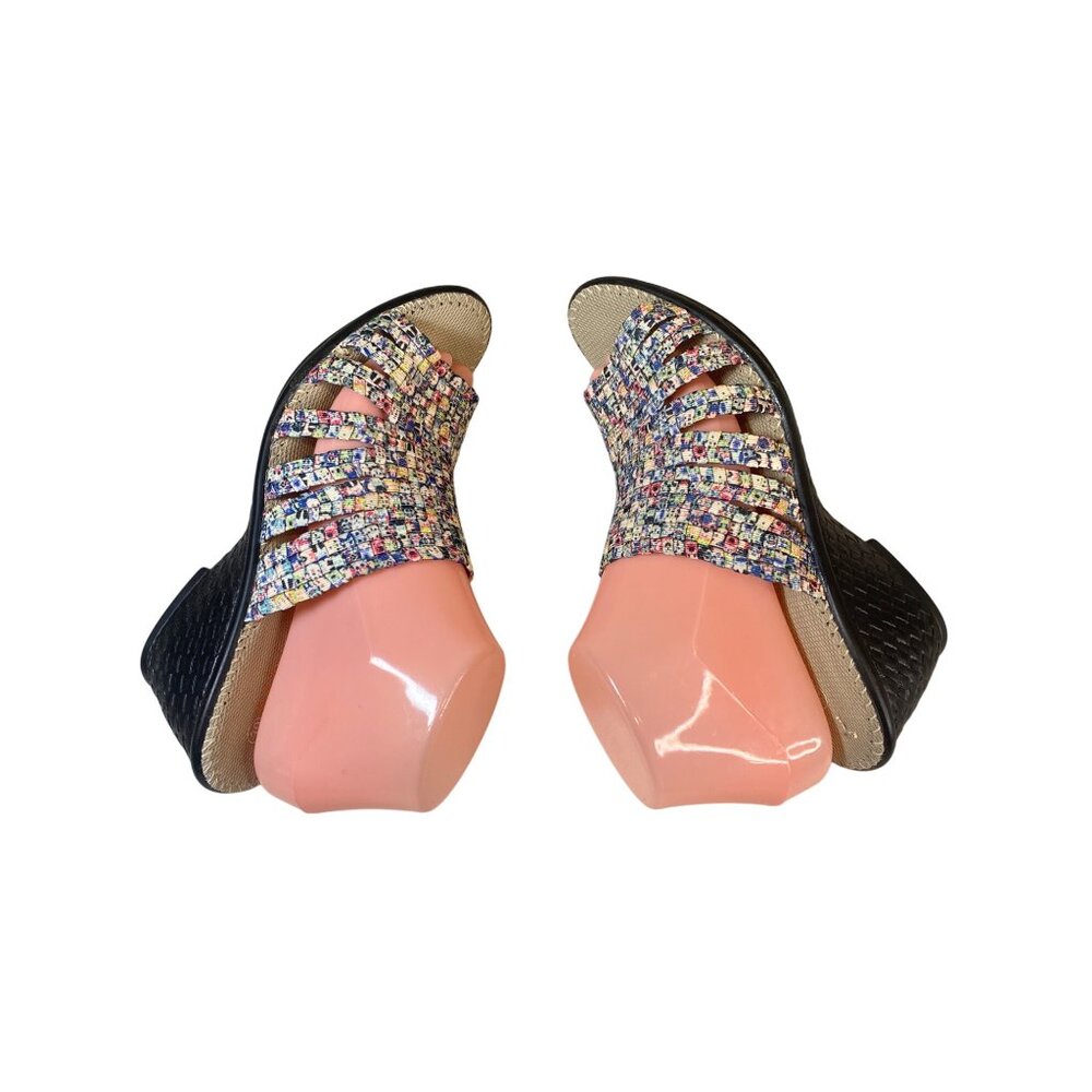 Bernie Mev Multi-Color Woven Elastic Wedge Sandal Shoes Women's EU 39 W's 8 - Picture 13 of 15